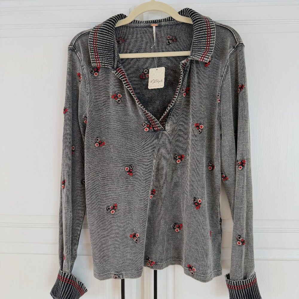 Free People Alana Embroidered Henley – Size L